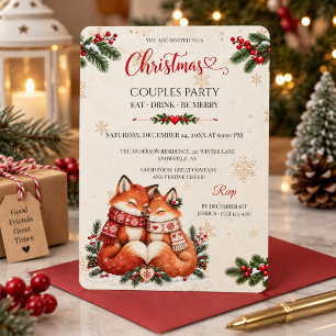 Convite Festa de Natal Escandinavo para Casais Cozy Fox
