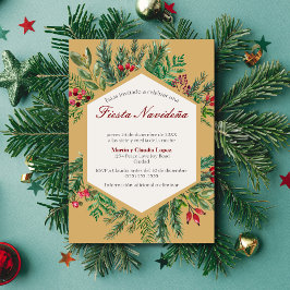 Convite Festa de Natal Espanhola Clássica Chique Fofa Nata