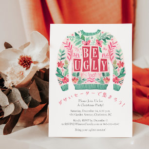 Convite Festa de Natal Feia e Doce Padrão Floral de Pré-Di