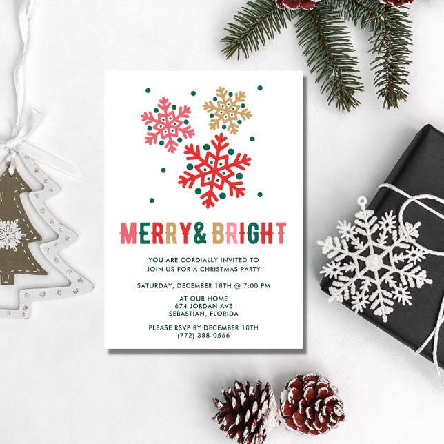Convite Festa de Natal feliz Bright (Merry Bright Christmas Holiday Party Invitation)