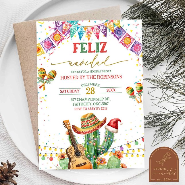Convite Festa de Natal Feliz Cactus (Criador carregado)