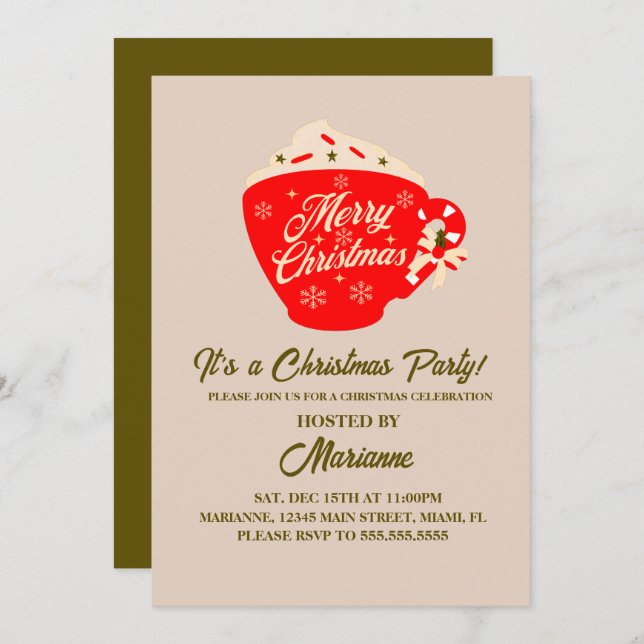 Convite Festa de Natal Feliz Caneca de Natal (Frente/Verso)