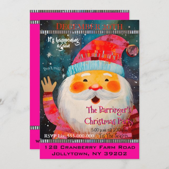 Convite Festa de Natal Feliz de Papai Noel Amigo (Frente/Verso)