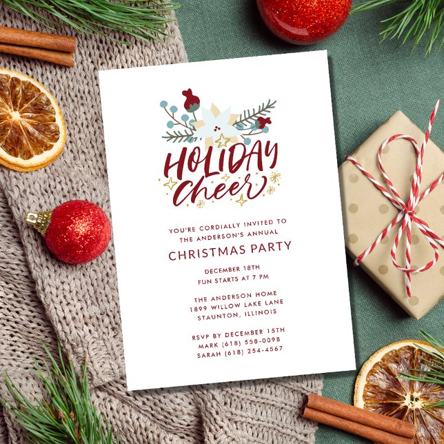Convite Festa de Natal Feriado Cheque (Christmas Holiday Party Holiday Cheer Invitation)