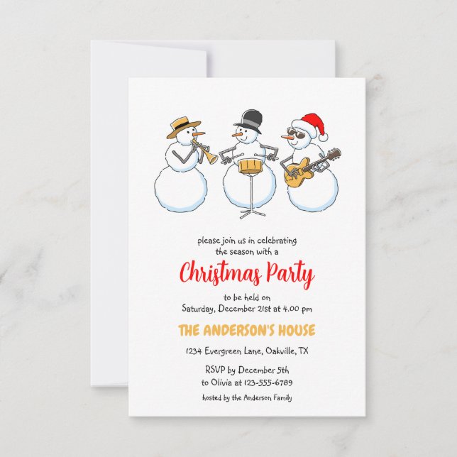 Convite Festa de Natal Festa de Férias Festa de Snowmen Ja (Frente)