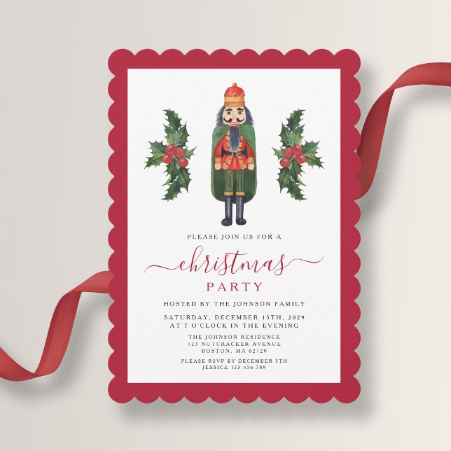 Convite Festa de Natal Festiva de Cutcracker Festivo (Festive Cute Nutcracker Christmas Party Invitation)