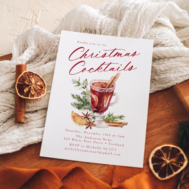 Convite Festa de Natal Festivo de Cocktails Feriado (Criador carregado)