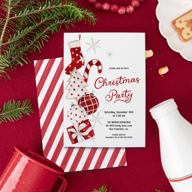 Convite Festa de Natal Festivo Moderna (Festive Christmas Party Invitation)