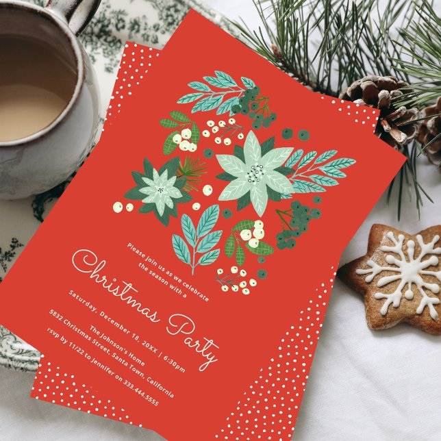 Convite Festa de Natal Floral (Floral Christmas Party Invitation)
