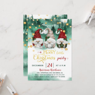 Convite Festa de Natal Floresta Gnome Caprichosa Evergreen