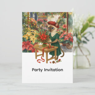 Convite Festa de Natal Florista para Amantes de Gato