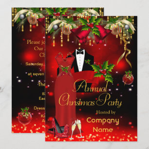 Convite Festa de Natal Formal Corporativa Vermelha