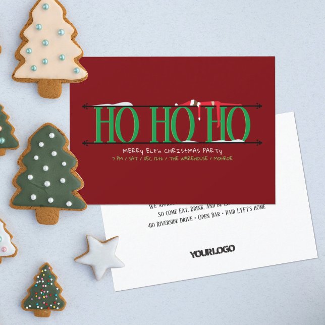 Convite Festa de Natal Funcionarios do Elf Verde e Vermelh (Criador carregado)