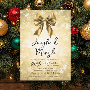 Convite Festa de Natal Gold Jingle & Mingle Arco & Neve