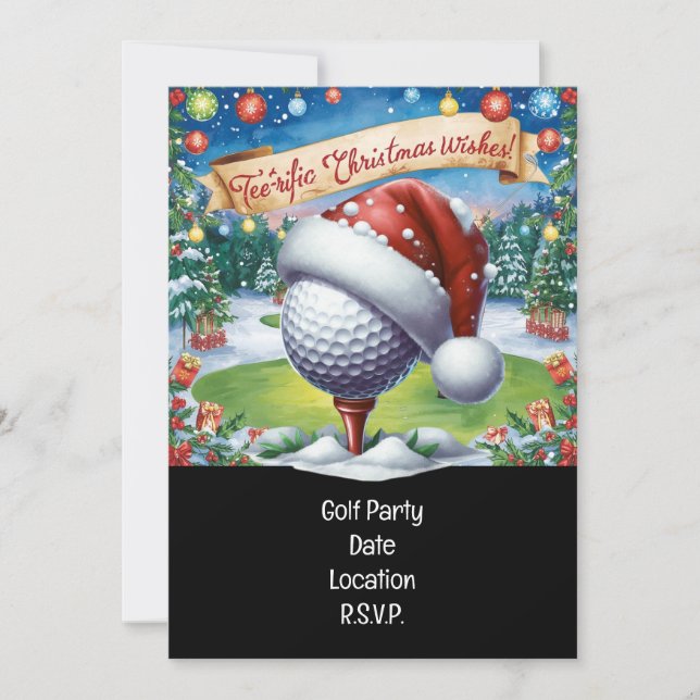 Convite Festa de Natal Golf Par tee Golfer (Frente)