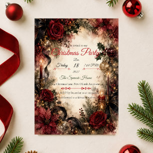 Convite Festa de Natal Gótica Burgundy Mal-humorada