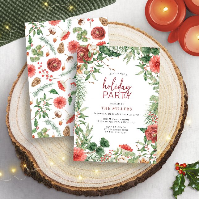 Convite Festa de Natal Greenery (Greenery Christmas Holiday Party Invitation
)