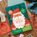 Convite Festa de Natal Ho Ho | Feriado de Papais noeis bon<br><div class="desc">Celebre a temporada em estilo com este lindo convite de festas de Natal festivo apresentando uma ilustração animada de Papais noeis e uma risada "Ho Ho" brincalhona. Perfeito para encontros familiares, festas de escritório, festas de férias de crianças ou comemorações de inverno. Disponível como cartão impresso profissionalmente ou download digital...</div>