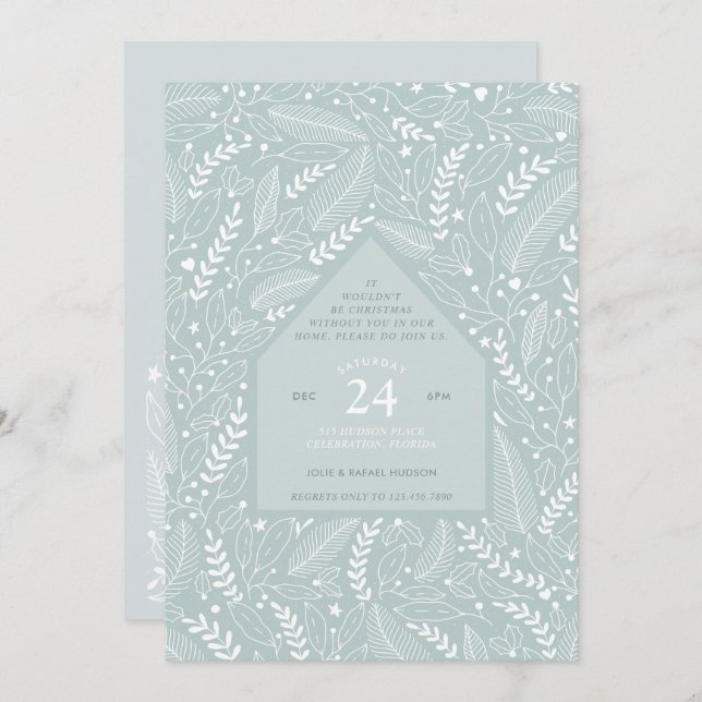 Convite Festa de Natal Holiday Home (Frente/Verso)