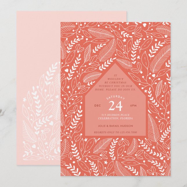 Convite Festa de Natal Holiday Home (Frente/Verso)