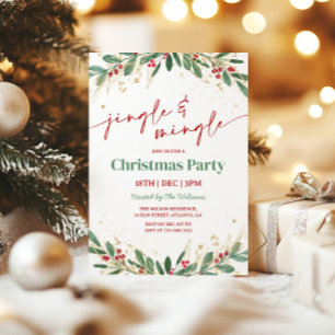 Convite Festa de Natal Holly Jingle and Mingle