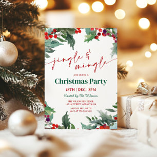 Convite Festa de Natal Holly Jingle and Mingle