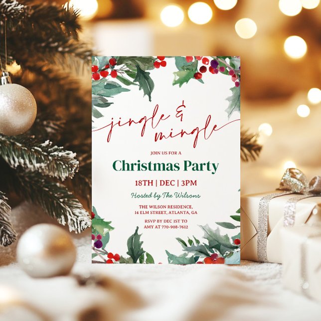 Convite Festa de Natal Holly Jingle and Mingle (Criador carregado)