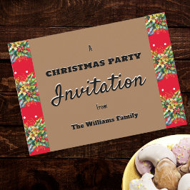 Convite Festa de Natal Holly Red Festiva