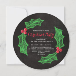 Convite Festa de Natal Holly Wreath Chalkboard