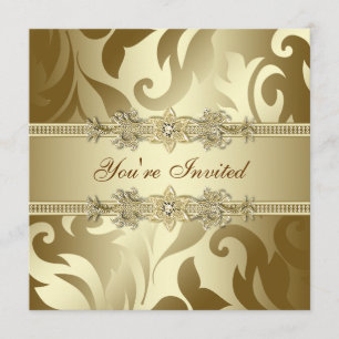 Convite Festa de Natal incorporada Dourado