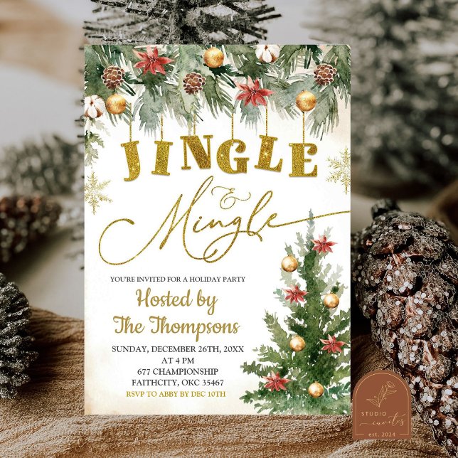 Convite Festa de Natal Jingle e Mingle (Criador carregado)