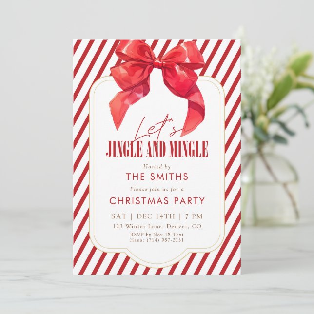 Convite Festa de Natal Jingle e Mingle com Arco Vermelho (Em pé/Frente)