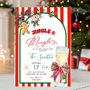 Convite Festa de Natal Jingle e Mingle com Laço Xadrez Ele