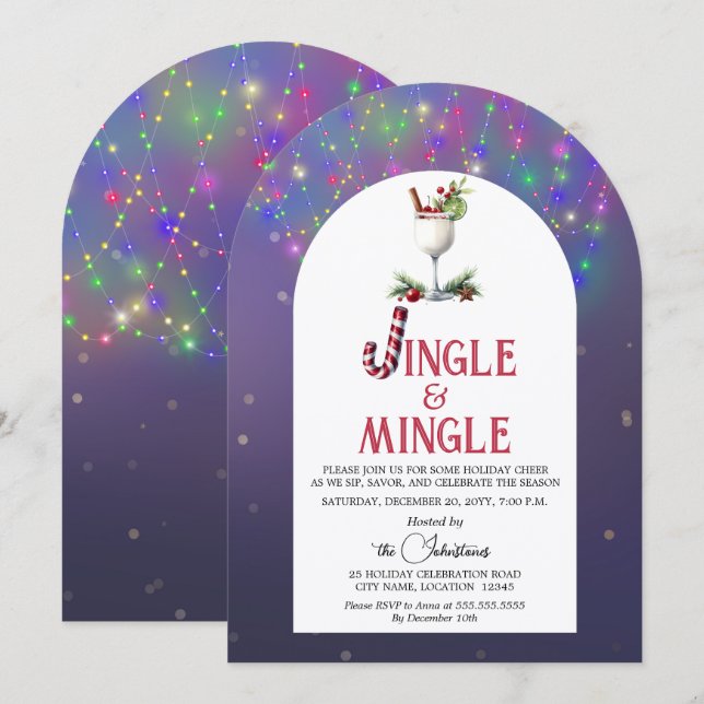 Convite Festa de Natal Jingle & Mingle (Frente/Verso)