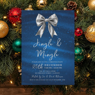 Convite Festa de Natal Jingle Mingle Arco de Prata Azul Ma
