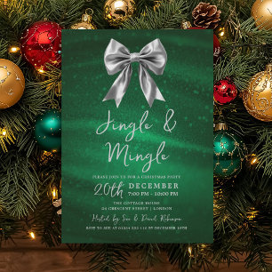Convite Festa de Natal Jingle Mingle Arco Prata Verde