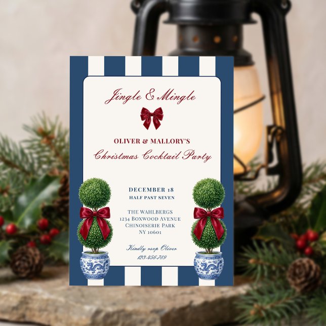 Convite Festa de Natal Jingle Mingle com Topiaria Chinesa (Christmas Cocktail Party Invitation by Darling & May)