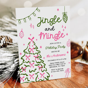 Convite Festa de Natal Jingle & Mingle Desenhada à Mão