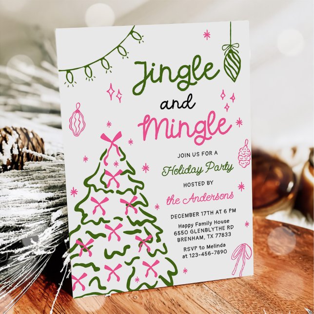 Convite Festa de Natal Jingle & Mingle Desenhada à Mão (Criador carregado)
