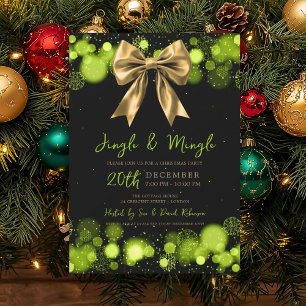 Convite Festa de Natal Jingle Mingle Inverno Dourado Arco