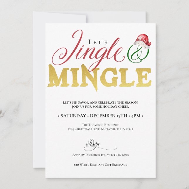 Convite Festa de Natal Jingle Mingle Xmas Holiday (Frente)