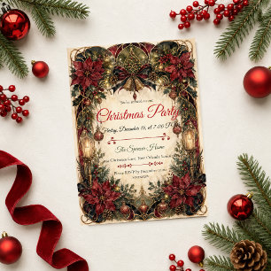 Convite Festa de Natal Luxuosa Art Nouveau