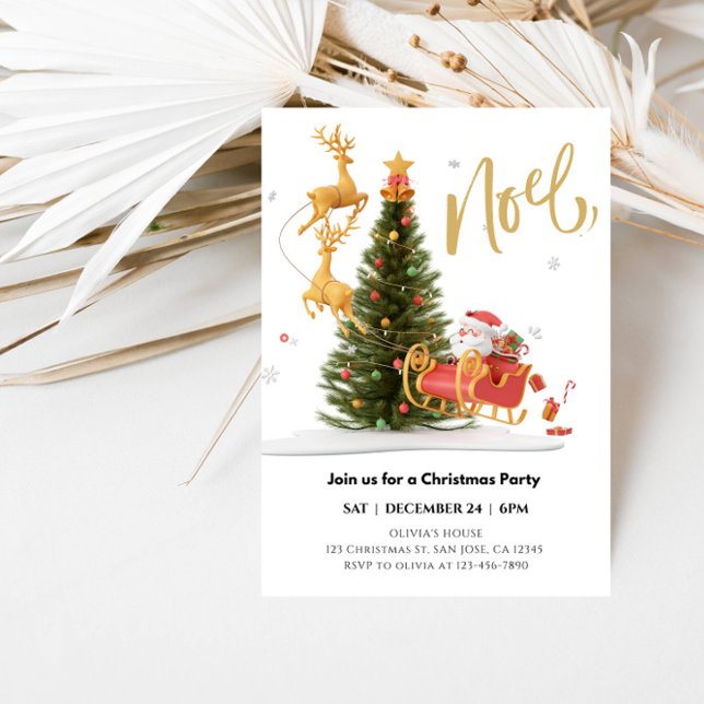 Convite Festa de Natal Mágica do Papai Noel Andando em Sle (Criador carregado)