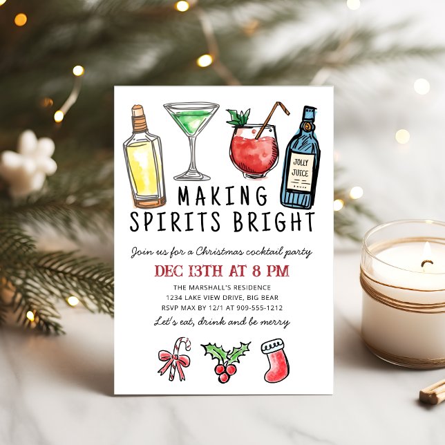 Convite Festa de Natal 'Making Spirits Bright' (Criador carregado)