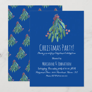 Convite Festa de Natal Mão Árvore Aquarela e Arco Azul