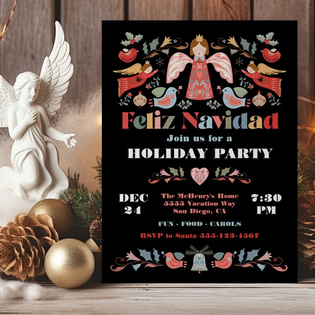 Convite Festa de Natal Mexicano do Anjo Feliz Navidad (Criador carregado)