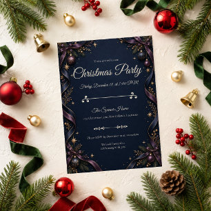 Convite Festa de Natal Midnight Navy & Plum