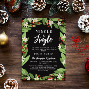 Convite Festa de Natal Minge Jingle Frutas Vermelhas Flora