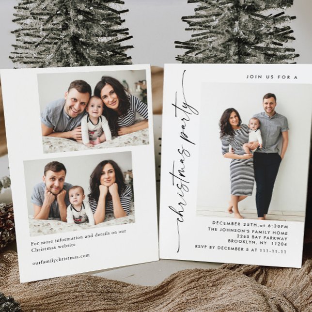 Convite Festa de Natal Mínima Elegante - 3 Foto (Criador carregado)