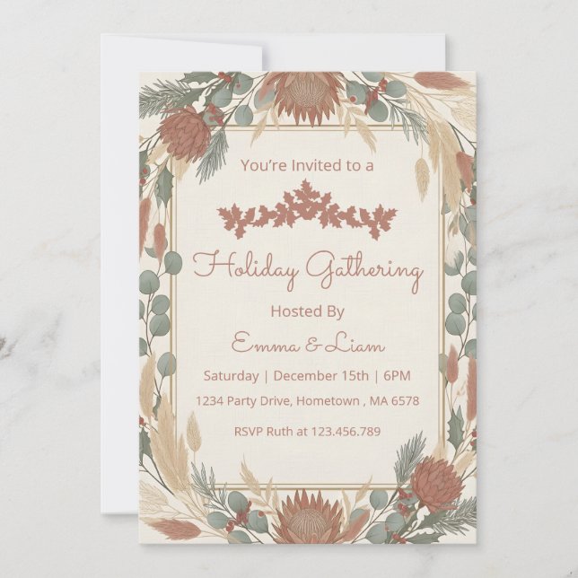 Convite Festa de Natal Minimalista Boho Personalizada (Frente)